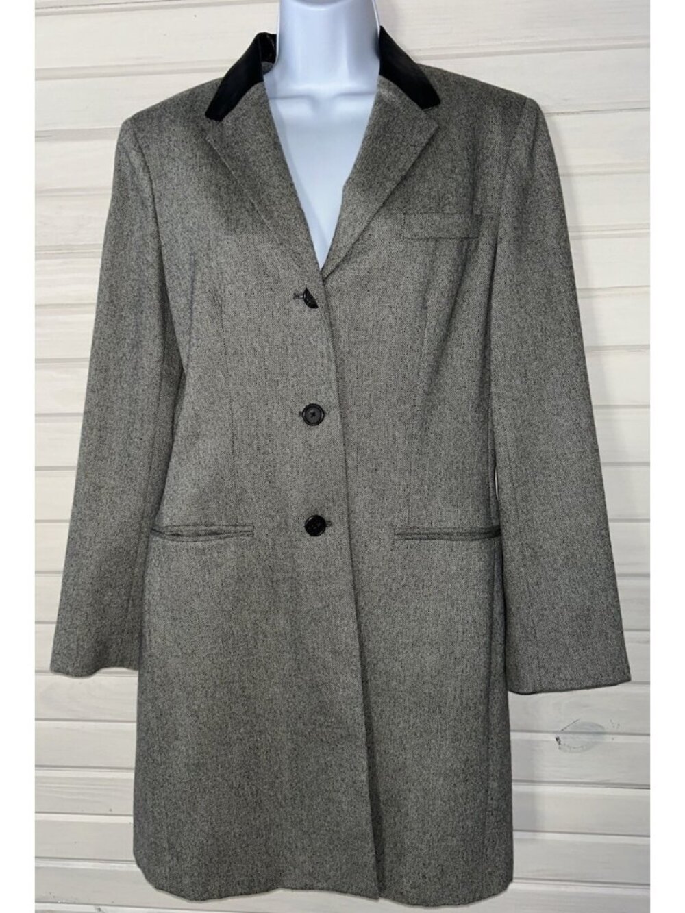 VTG LAUREN RALPH LAUREN Sz 10 Chesterfield Wool Coat Lambskin Collar Women *VGUC